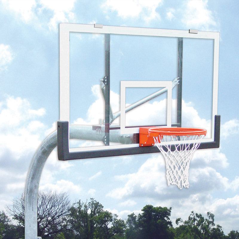 GN45 Basketball Gooseneck Pole 4 ft extension with 60" Clear Backboard & Rim